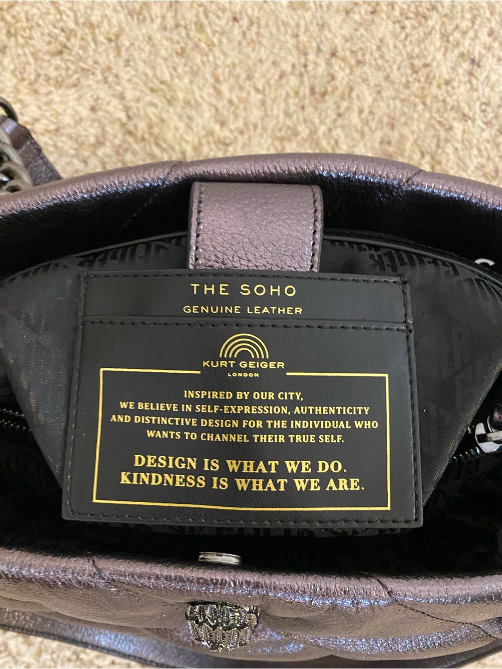 Kurt Geiger Leather Soho dark metallic bag - Picture 3 of 16